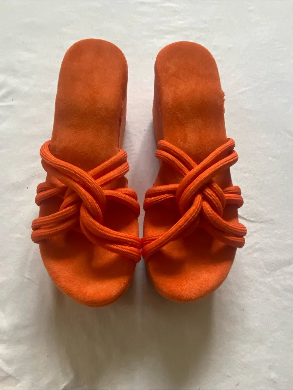 Orange Platform Knot-Detail Women's Sandals
